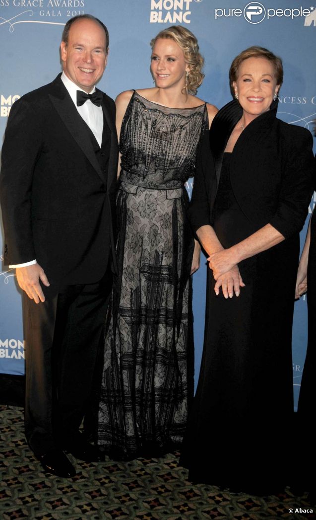 Prince Albert and Princess Charlene with Julie Andrews in 2011
