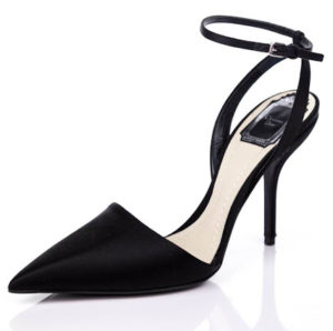 Christian Dior black satin pointed toe pumps