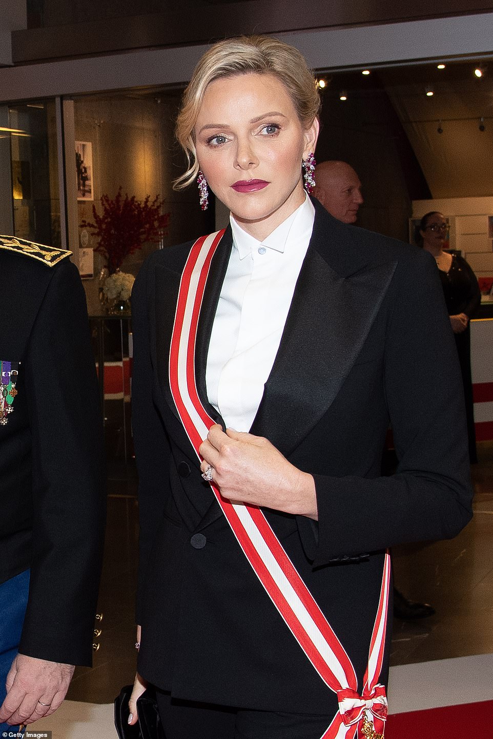 Princess Charlene Ralph Lauren Tuxedo jacket 2019