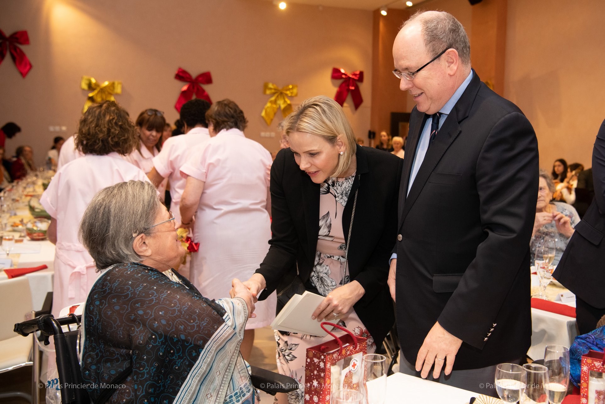 Prince Albert and Princess Charlene at Princess Grace hospital Christmas 2019