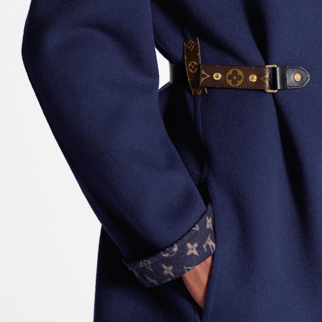 Louis Vuitton double face wrap coat details