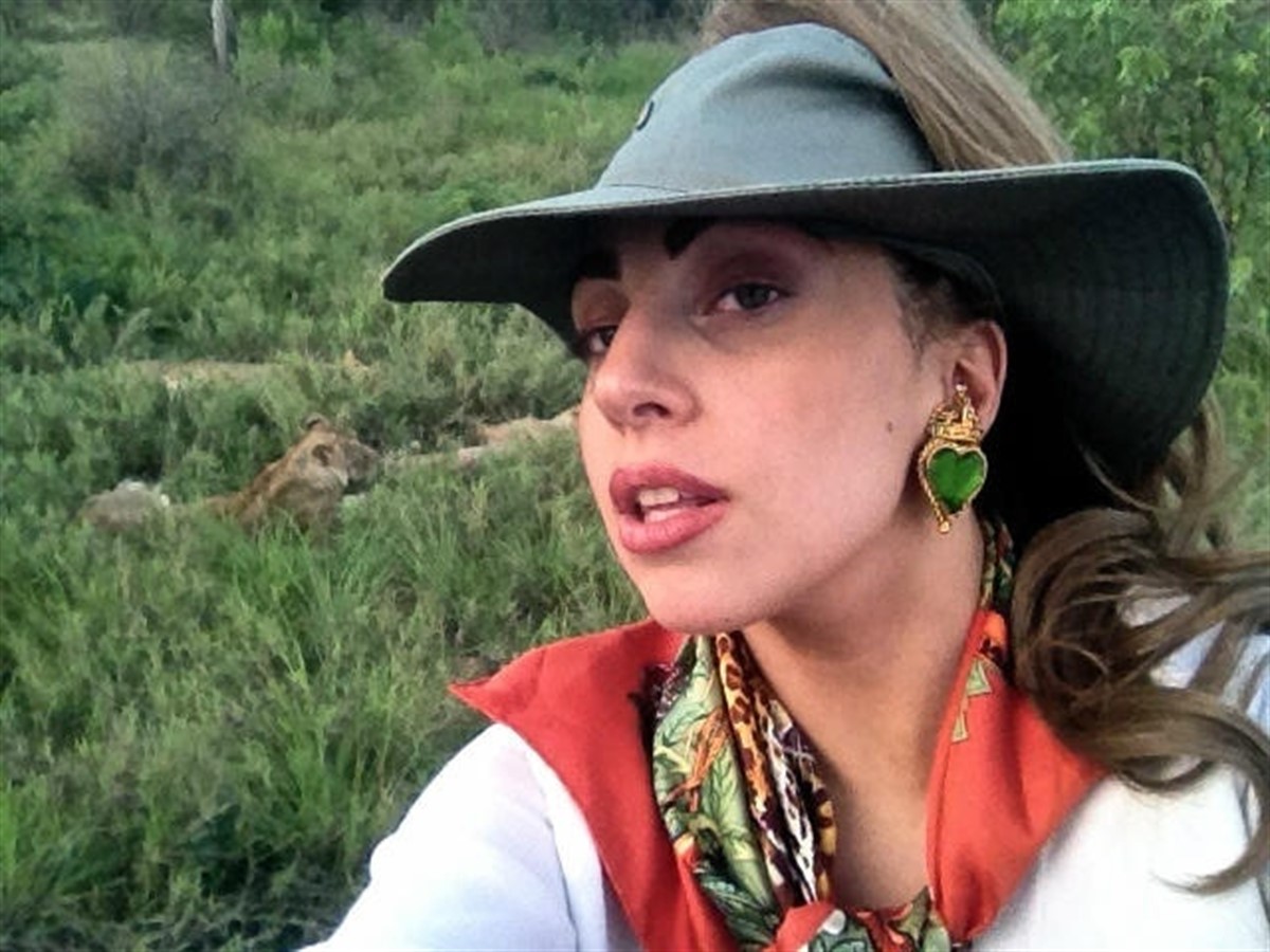 Lady Gaga wearing Hermes Scarf gift from Princess Charlene of Monaco