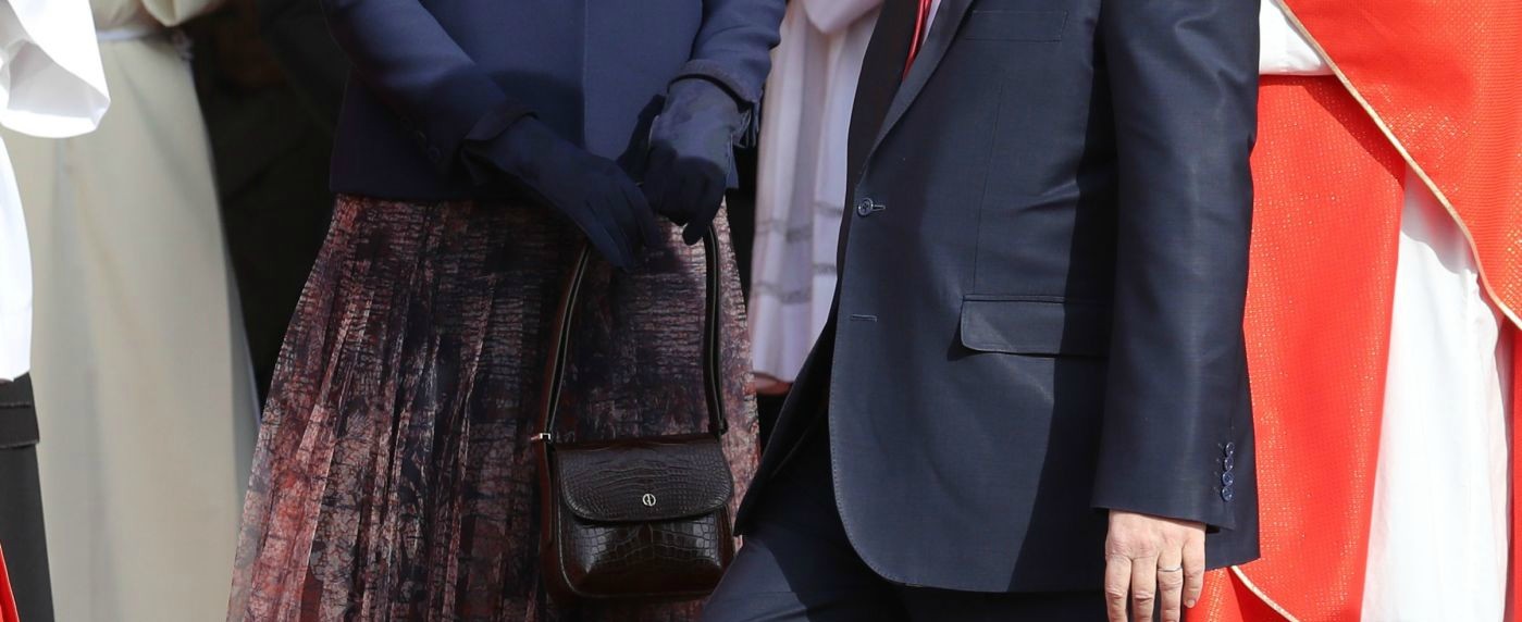 Closeup of Princess Charlene's Armani La Prima bag