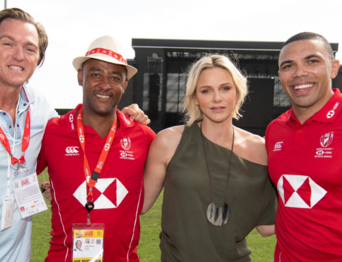 Princess Charlene Wears Terrence Bray at The 2019 International Rugby Sevens Semi-