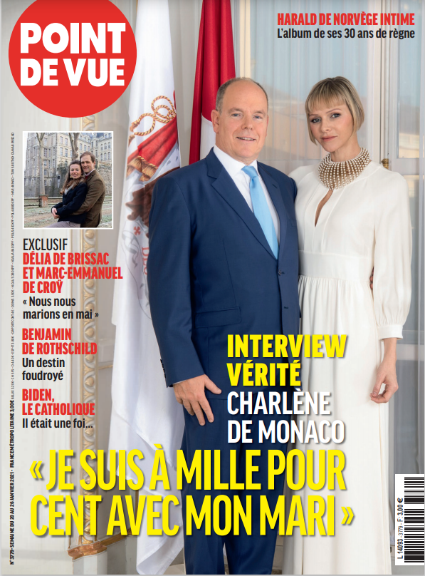 Prince Albert and Princess Charlene on the cover of point de vue 2021