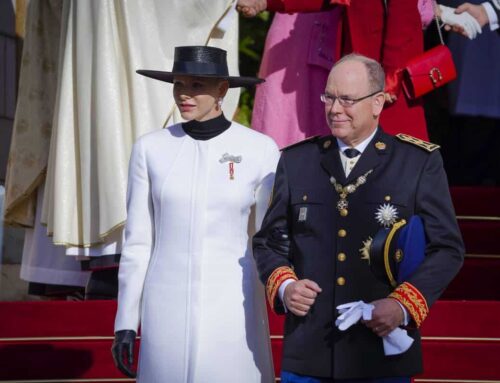 Princess Charlene in Akris for the 2022 Fete Nationale in Monaco